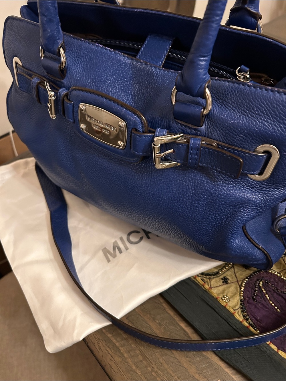 Michael Kors Cobalt Blue Pebbled Leather Satchel